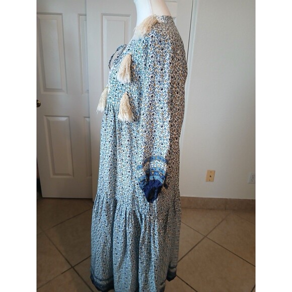 Miss June Paris Women’s Tassel Maxi Dress Floral Peasant Style One Size Bohemian - Picture 6 of 16